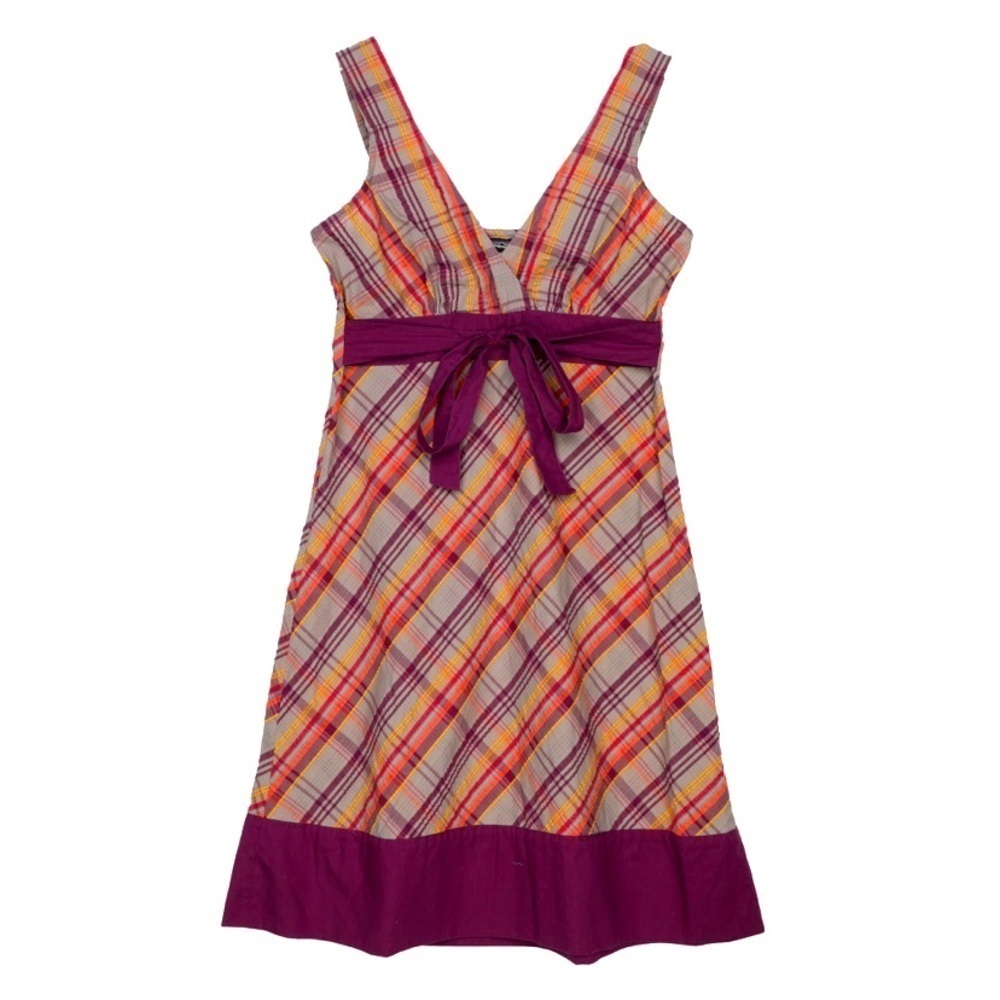 Patagonia Plaid Sundress with Purple Waistband